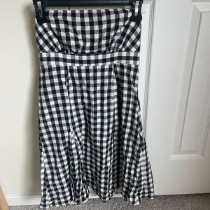 Silk/Cotton Black and White Gingham Dress
